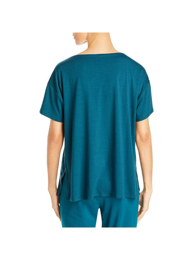 EILEEN FISHER Womens Teal Stretch Short Sleeve Scoop Neck T-Shirt XXS