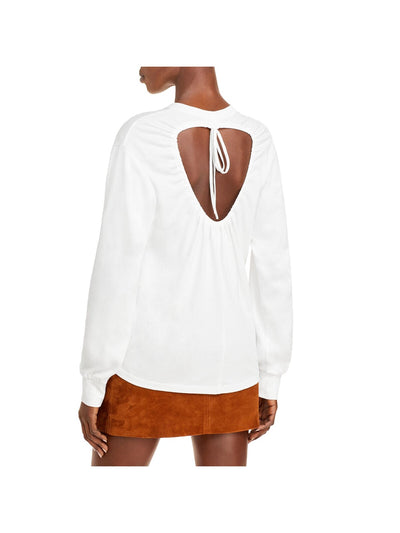 A.L.C. Womens Cut Out Tie Long Sleeve Crew Neck Top