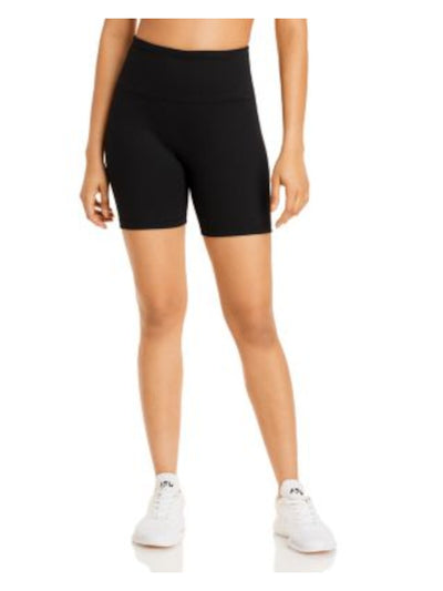 SOLID & STRIPED SPORT Womens Black Stretch Ribbed Fitted Bike Active Wear High Waist Shorts S