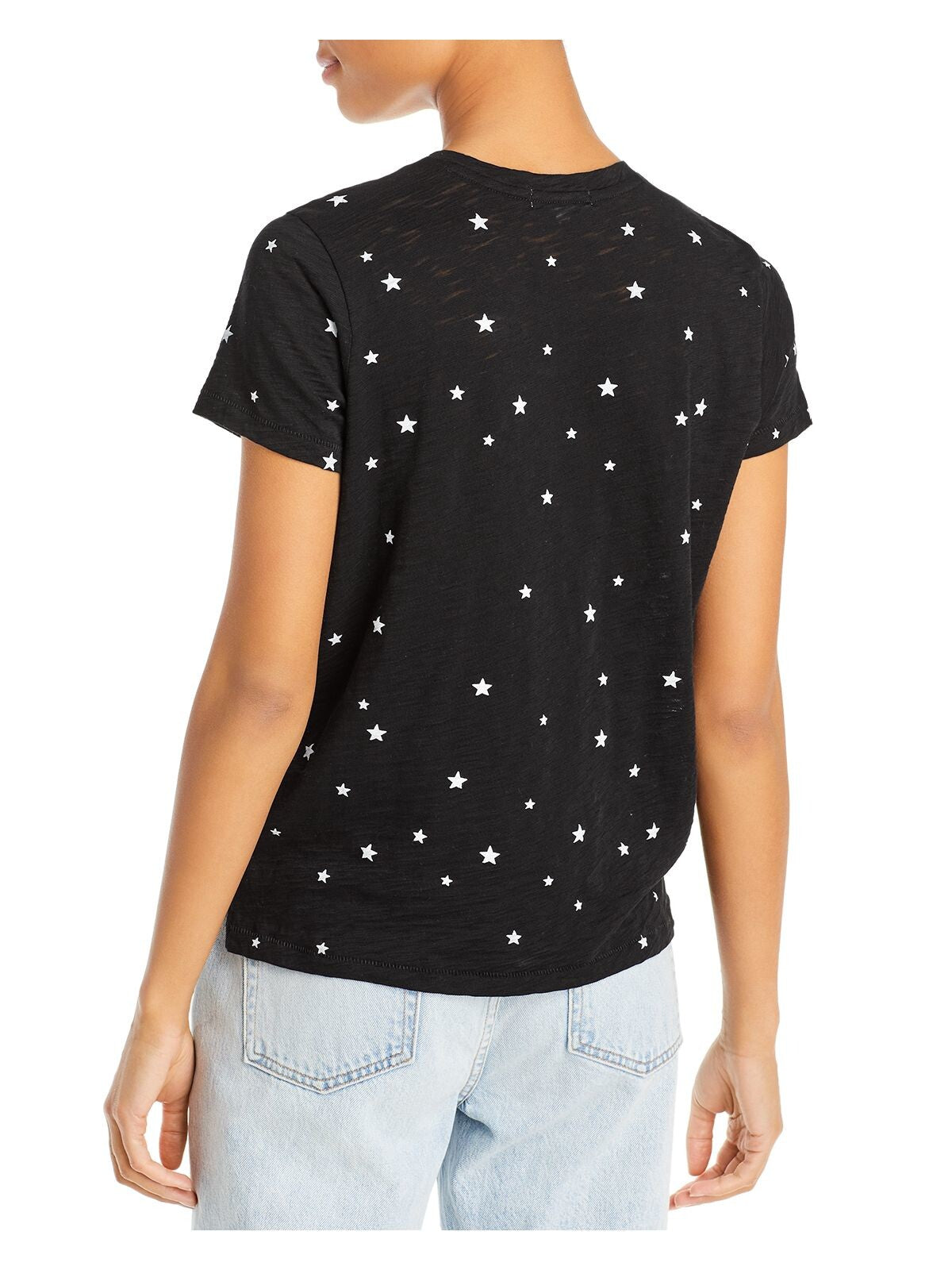 GOLDIE LEWINTER Womens Black Printed Short Sleeve Crew Neck T-Shirt XS