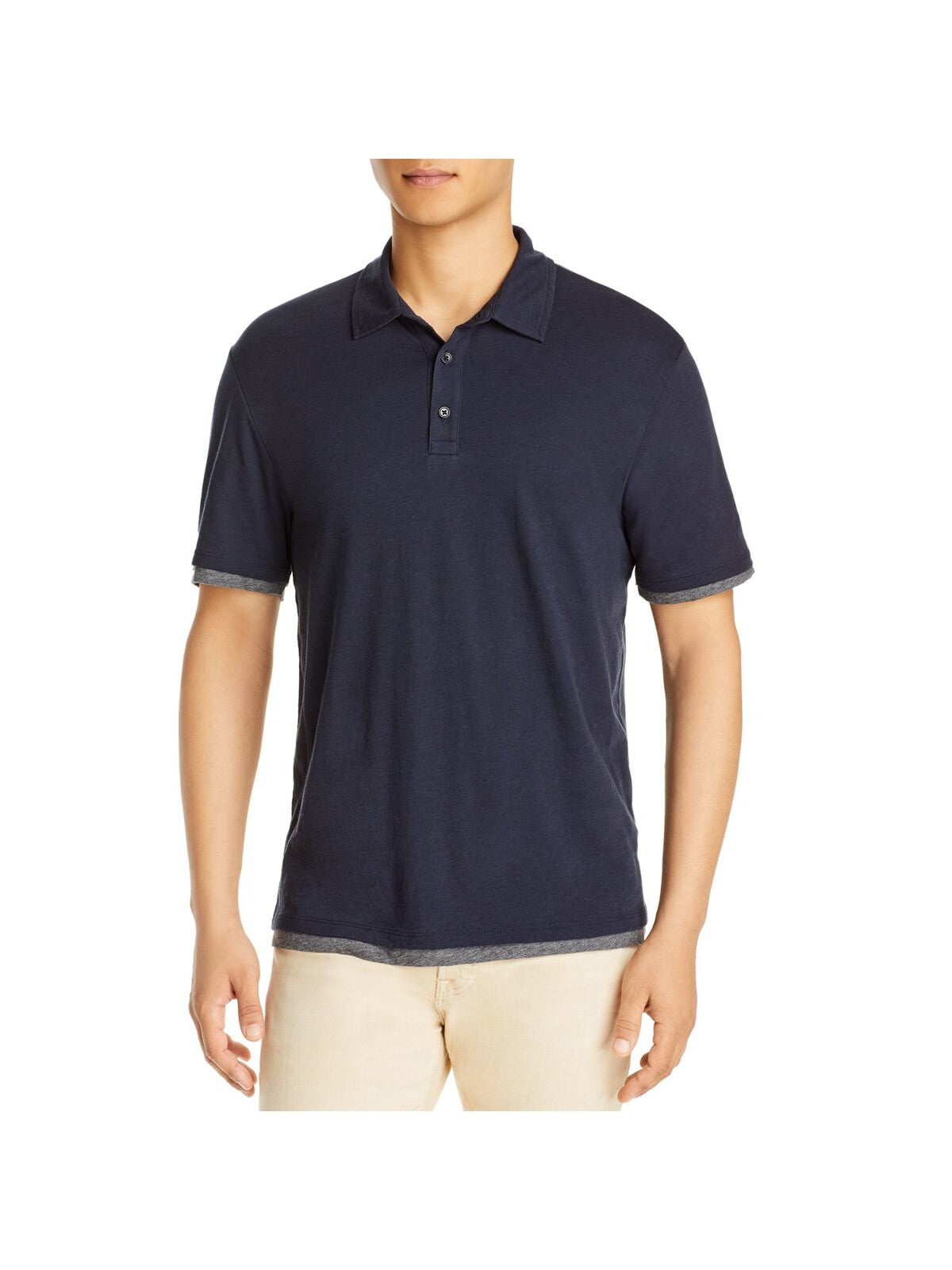 VINCE. Mens Navy Short Sleeve Slim Fit Polo M
