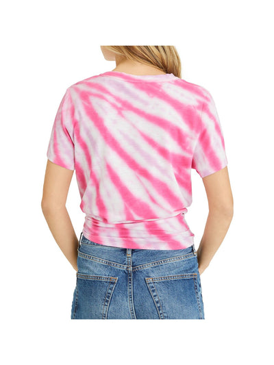 SANCTUARY Womens Pink Tie Dye Short Sleeve Crew Neck T-Shirt S
