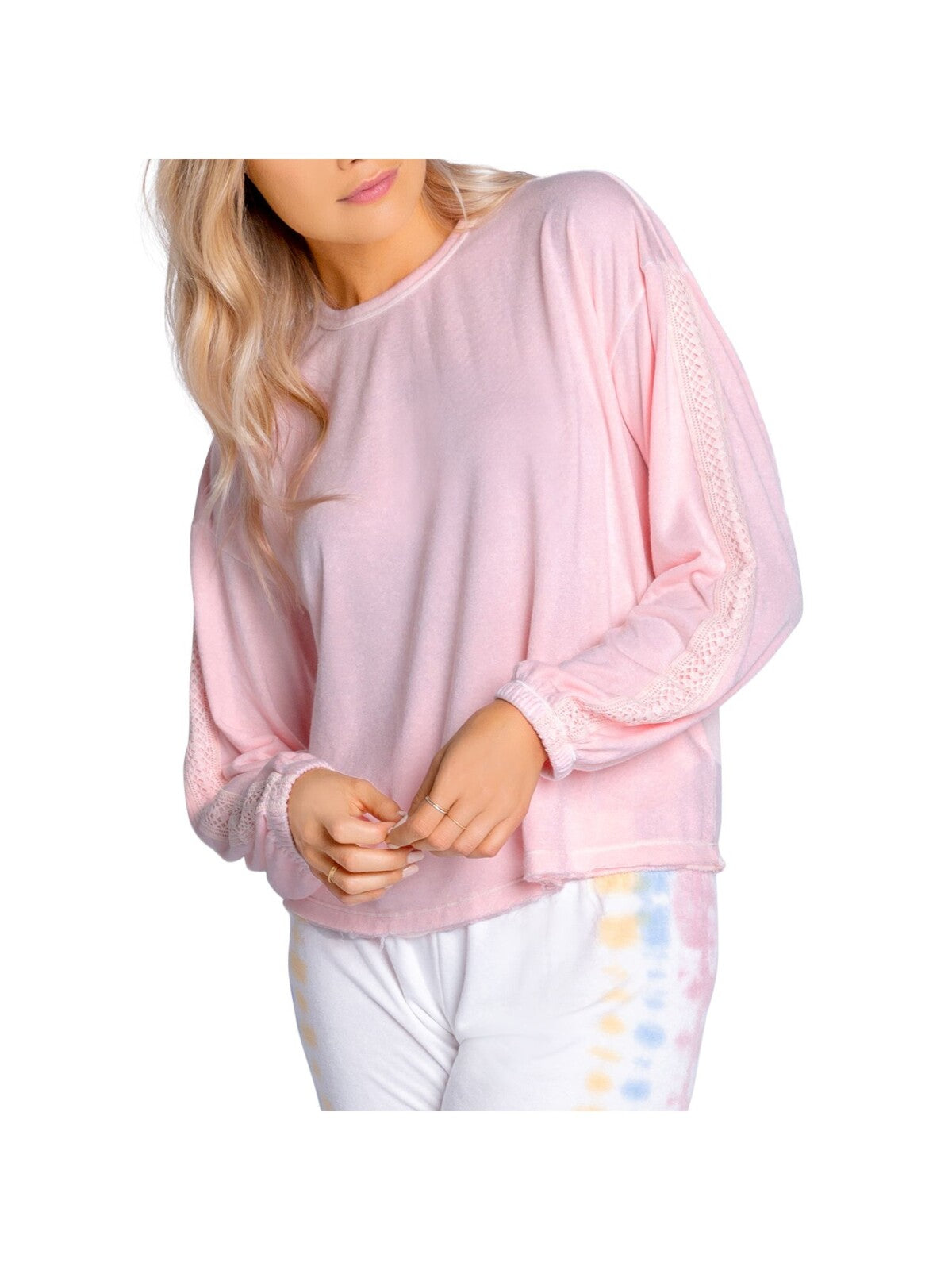 P.J. SALVAGE Intimates Pink Elastic Cuffs Sleep Shirt Pajama Top XS