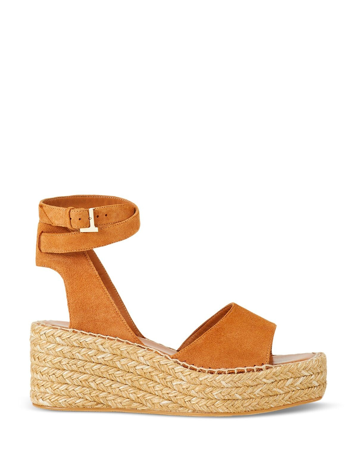 LAFAYETTE 148 NEW YORK Womens Brown Padded Platform 1-1/2" Woven Ankle Strap Margot Square Toe Wedge Buckle Leather Espadrille Shoes 39