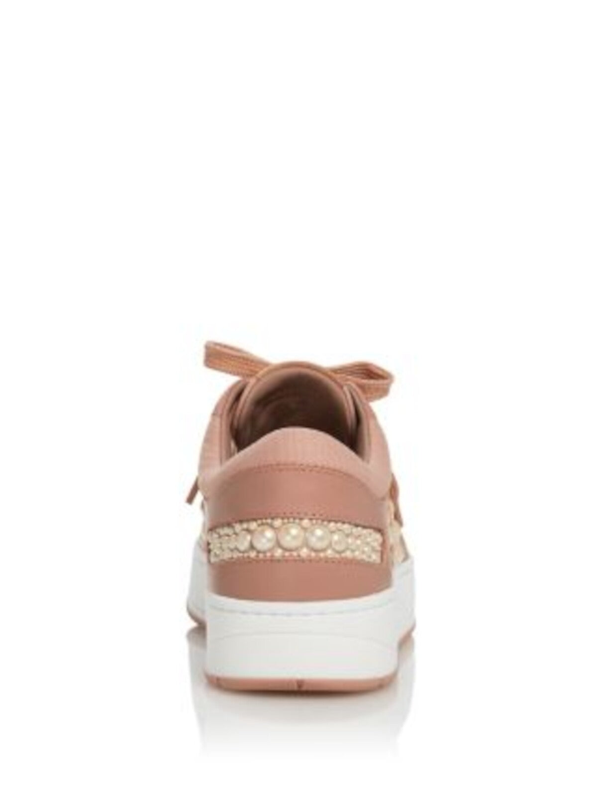 JIMMY CHOO Womens Pink Faux Pearl Star 1Platform Embellished Logo Hawaii Round Toe Wedge Lace-Up Leather Sneakers Shoes 38.5