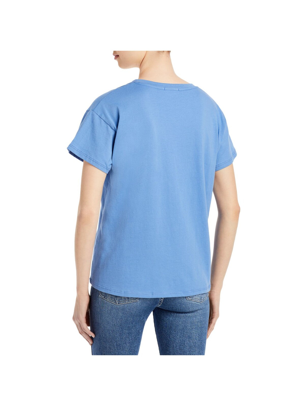 KNIT RIOT Womens Blue Graphic Short Sleeve Crew Neck T-Shirt L