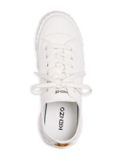 KENZO Womens White Cap Toe Tiger Heel Patch Padded Round Toe Platform Lace-Up Sneakers Shoes 38