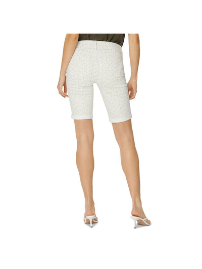 NYDJ Womens Beige Stretch Zippered Pocketed Printed Cuffed Shorts 2