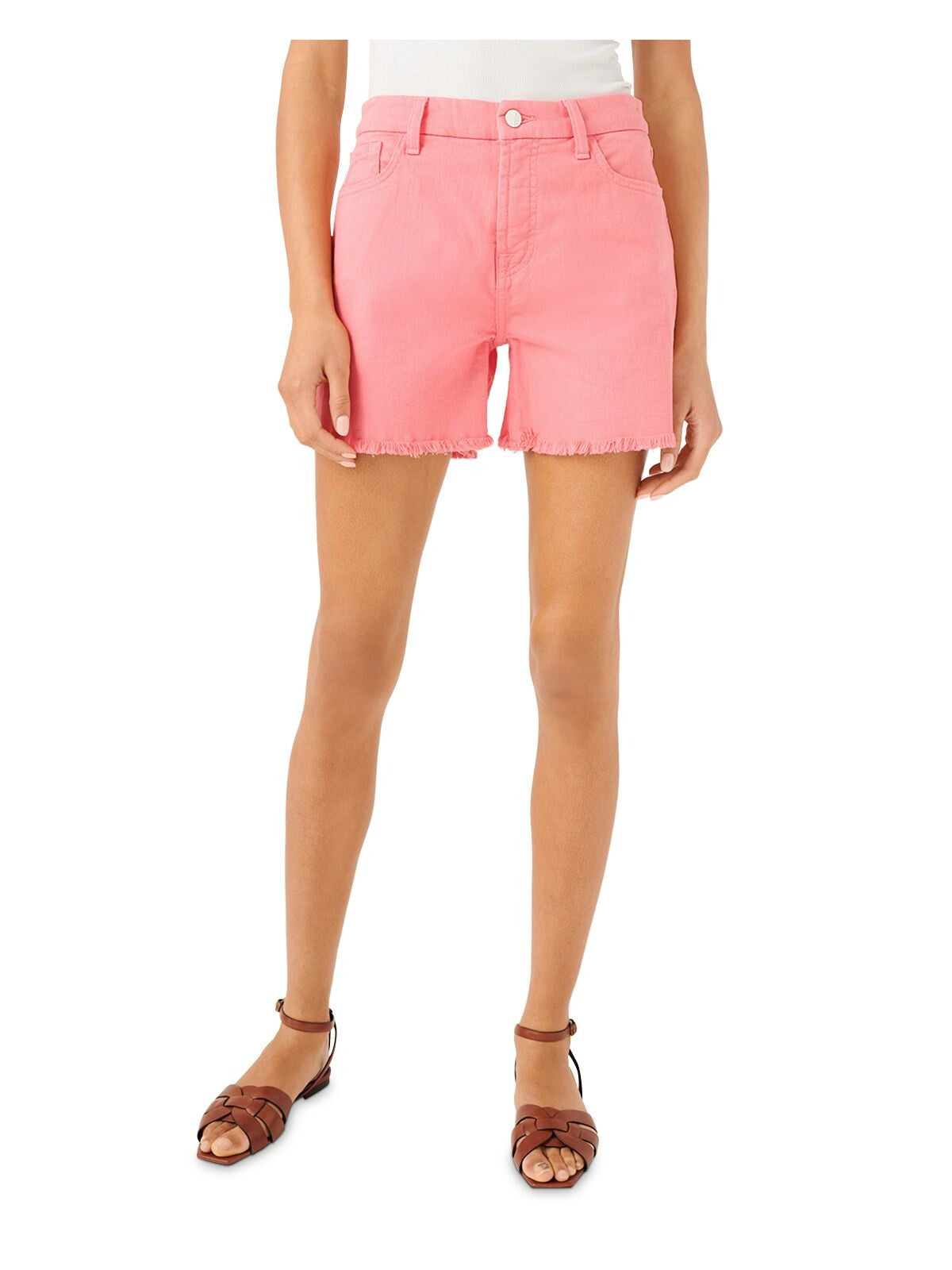 Jen 7 By 7 For All Mankind Womens Pink Stretch Pocketed Shorts 6