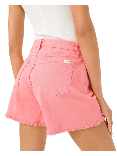 Jen 7 By 7 For All Mankind Womens Pink Stretch Zippered Pocketed Frayed Hem Tummy Control Shorts 12