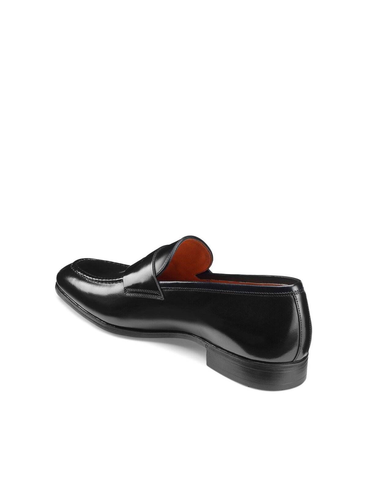 SANTONI Mens Black Penny Keeper Strap Cushioned Gavin Round Toe Block Heel Slip On Leather Dress Loafers Shoes 10.5 D