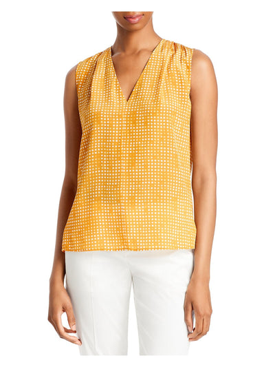 BOSS Womens Orange Zippered Printed Sleeveless V Neck Top 10