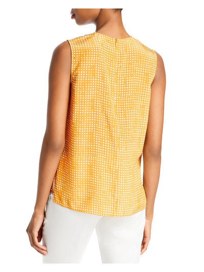 BOSS Womens Orange Zippered Printed Sleeveless V Neck Top 10