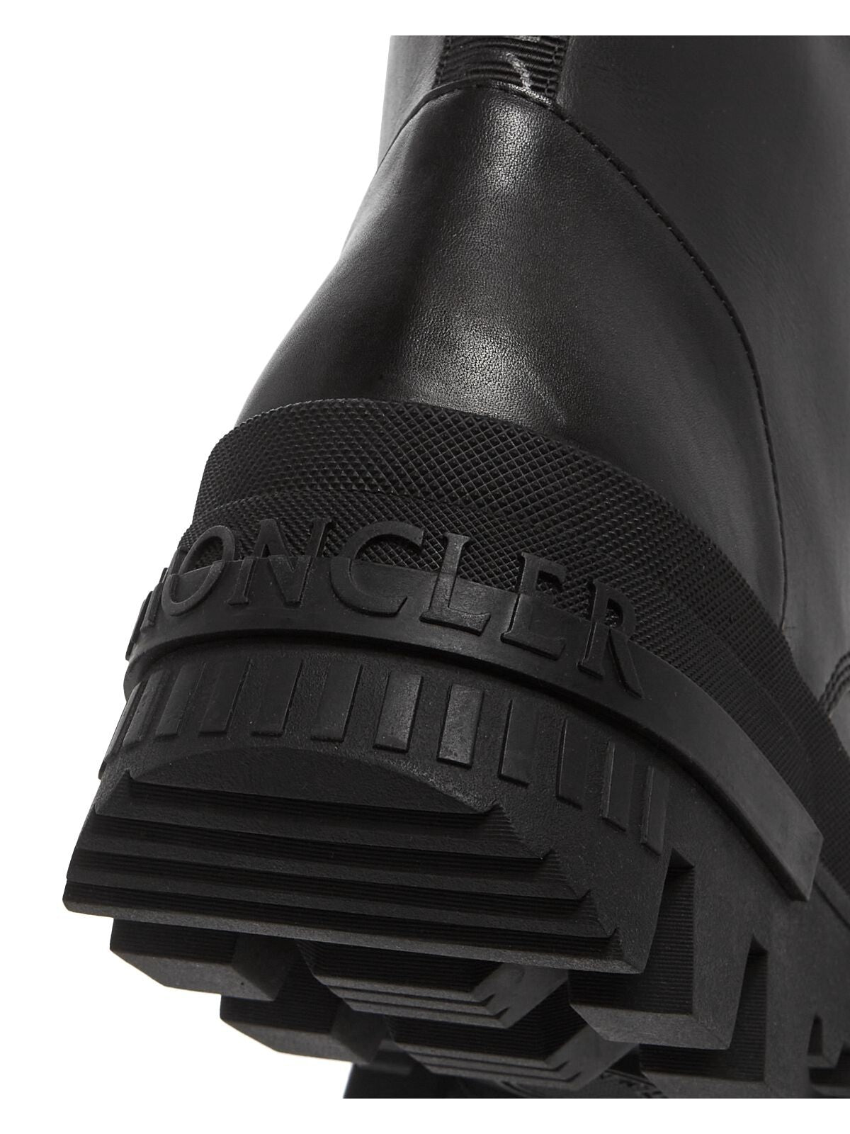 MONCLER Womens Black Logo Pull Tab Buckle Accent Lug Sole Carinne Round Toe Block Heel Lace-Up Leather Combat Boots