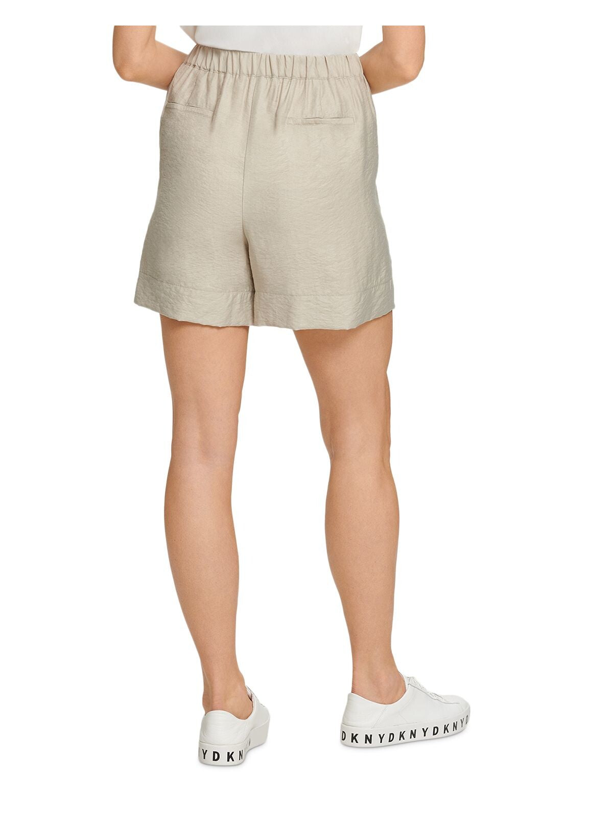 DKNY Womens Beige Pocketed Zippered Tie-waist High Waist Shorts XS