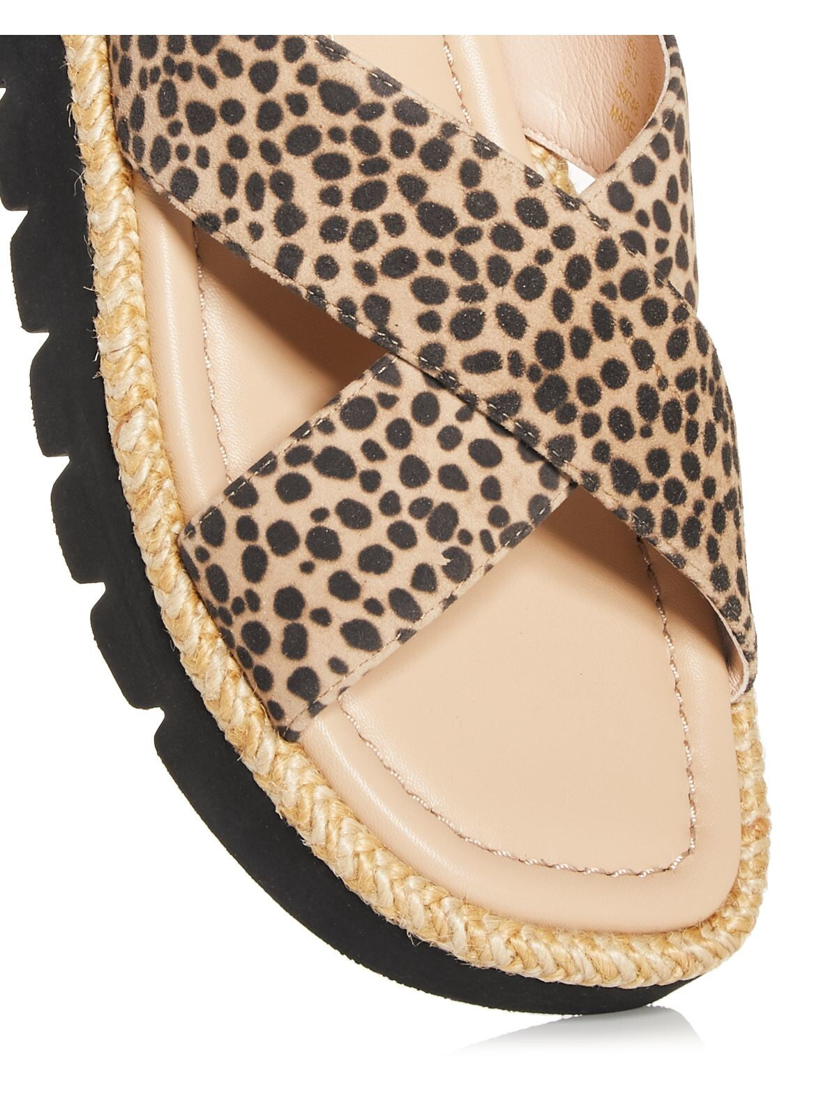 STUART WEITZMAN Womens Brown Animal Print 1/2" Platform Jute Cushioned Braided Roza Square Toe Wedge Slip On Leather Slide Sandals 10 B