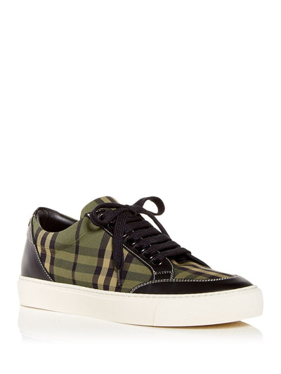 BURBERRY Womens Green Plaid Comfort Salmond Round Toe Platform Lace-Up Athletic Sneakers Shoes 36