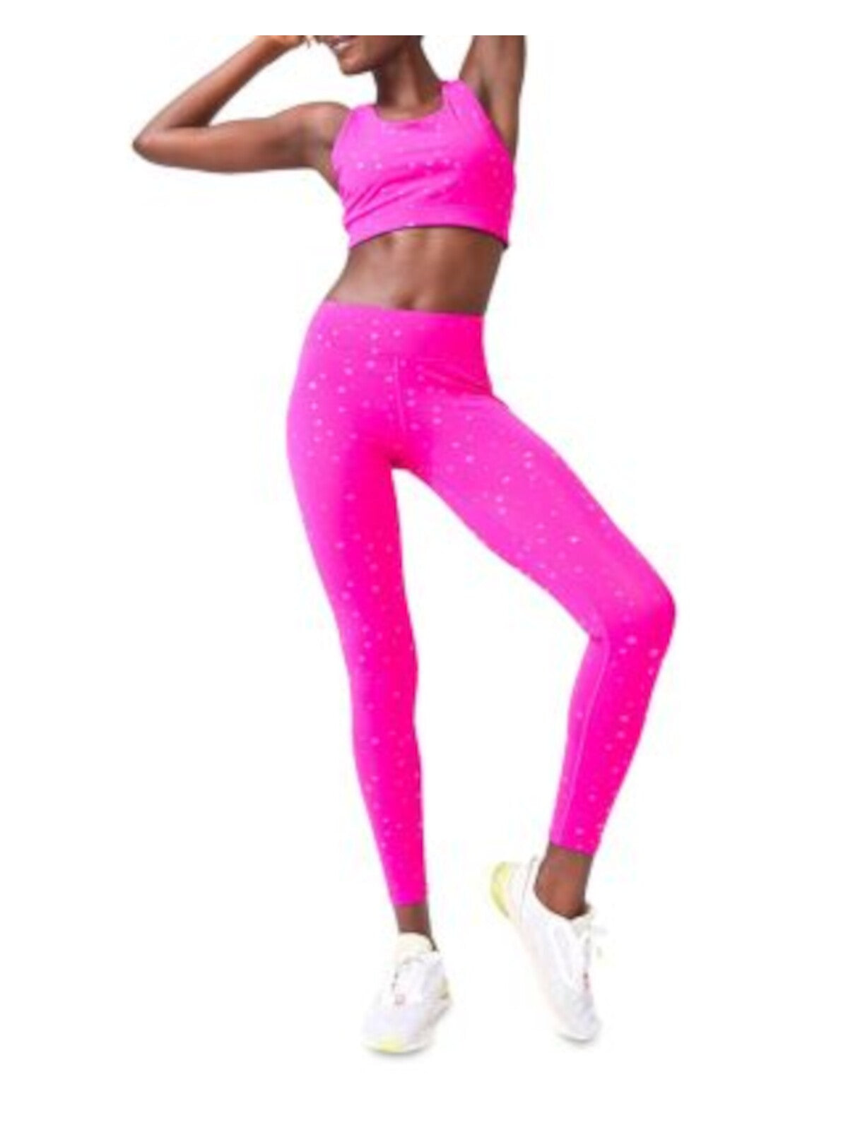 TEREZ Womens Pink Moisture Wicking Wide Waist High-compression Active Wear Skinny Leggings S