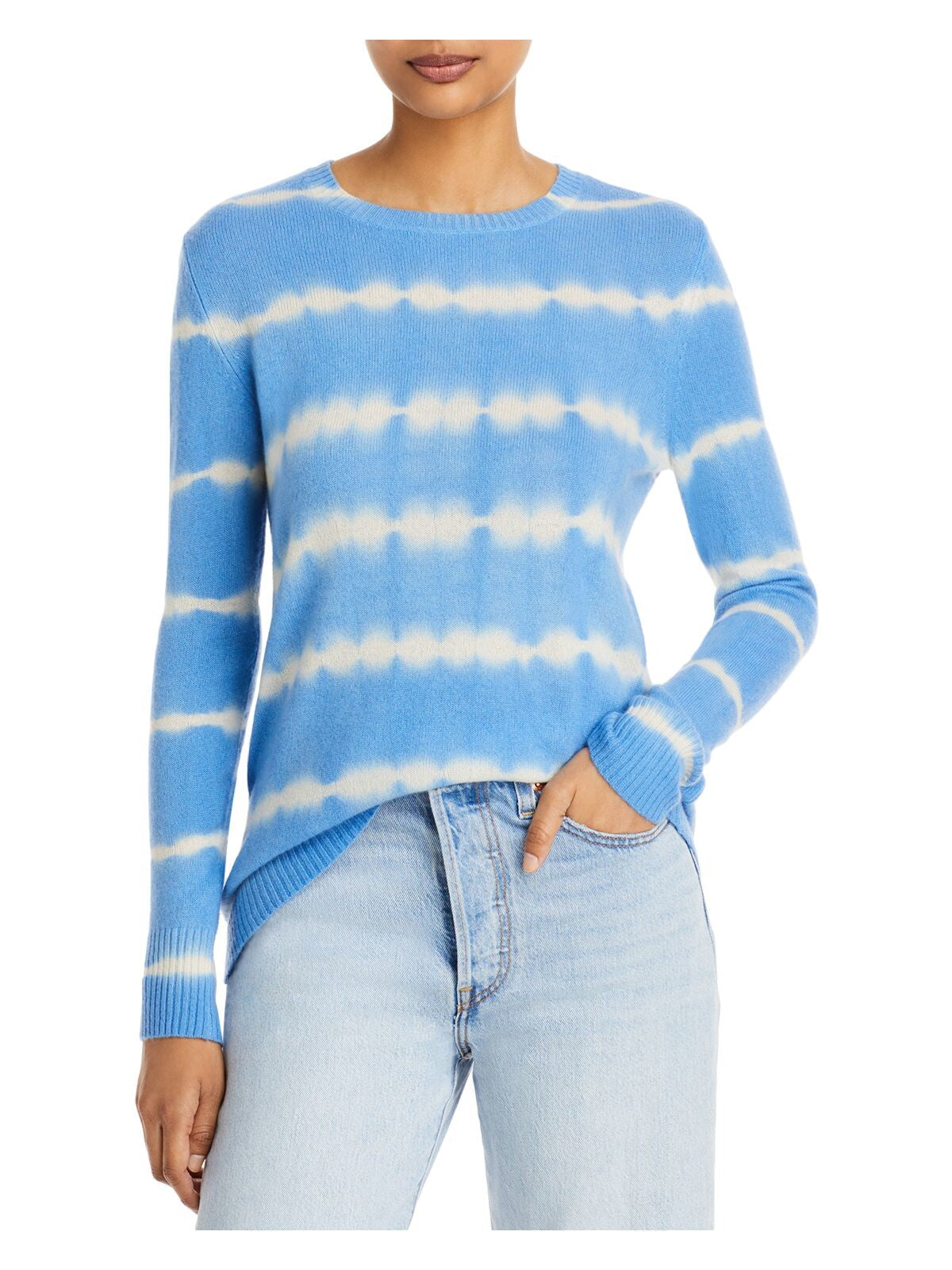 Designer Brand Womens Blue Tie Dye Long Sleeve Crew Neck Sweater M