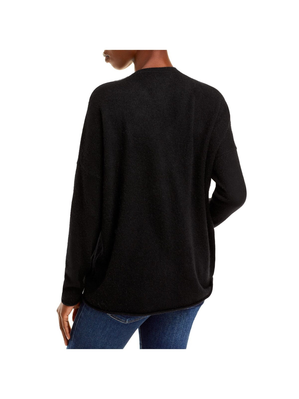 Designer Brand Womens Black Cashmere Long Sleeve V Neck Wear To Work Sweater S