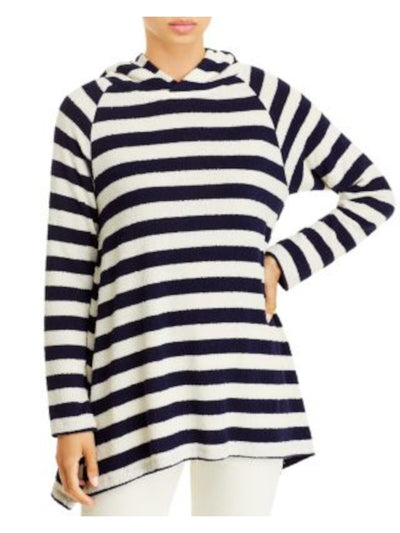 WARM FUN Womens Ivory Striped Long Sleeve Hoodie Top S