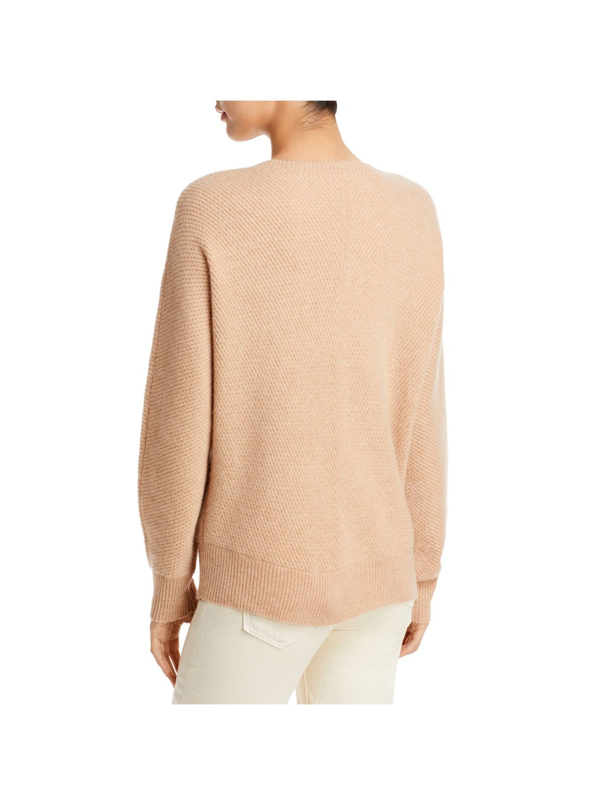 Designer Brand Womens Beige Ribbed Novelty Stitch Long Sleeve Scoop Neck Sweater XS