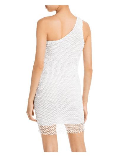 IRO Womens White Zippered Lined Sleeveless Asymmetrical Neckline Mini Sheath Dress 34