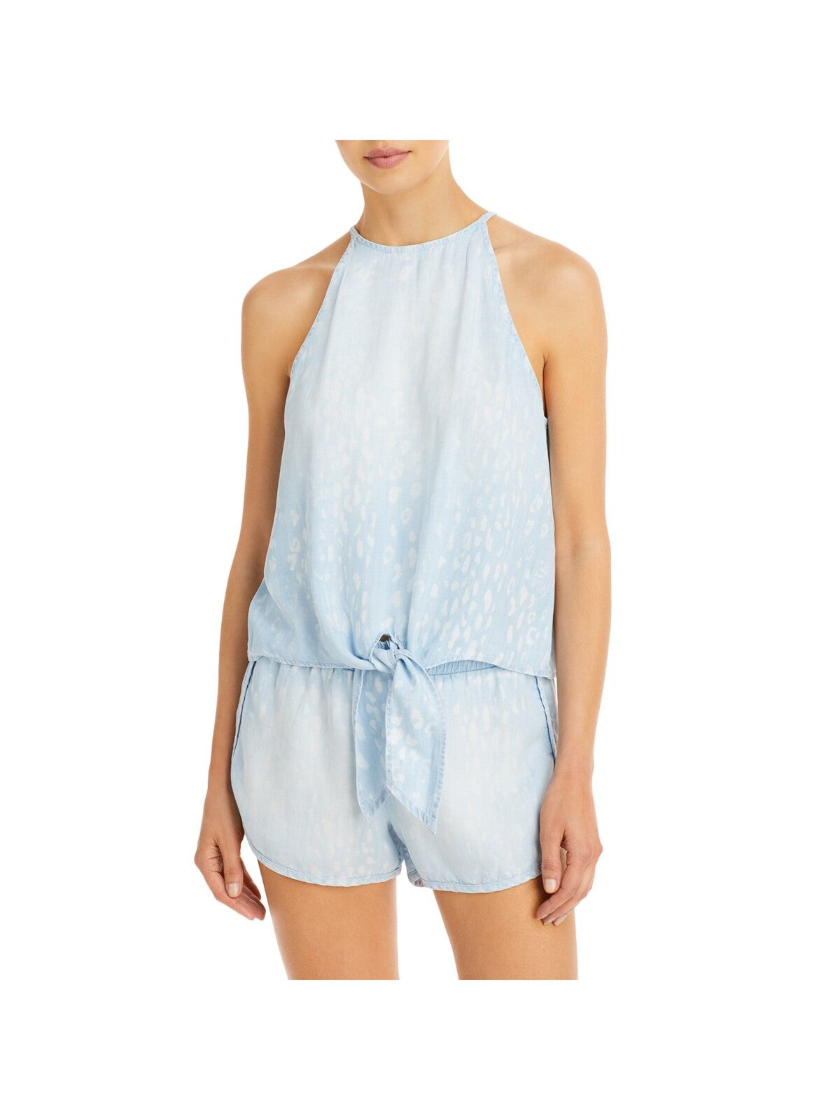 BELLA DAHL Womens Sleeveless Tie-front Keyhole Back Halter Top