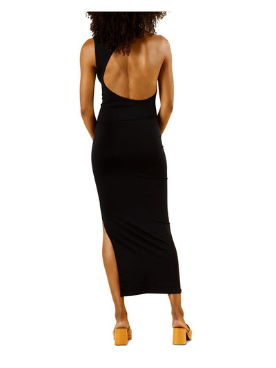 SIMON MILLER Womens Black Slitted Cut Out Sleeveless Round Neck Midi Body Con Dress XS\S