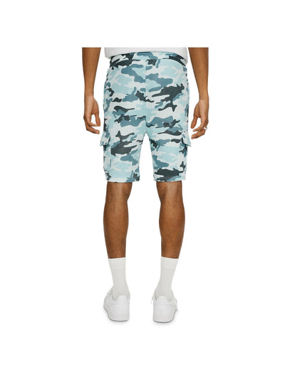 ELEVEN PARIS Mens Blue Camouflage Cotton Shorts S