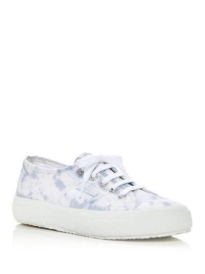 SUPERGA Womens White Tie Dye Logo Round Toe Platform Lace-Up Athletic Sneakers Shoes 8.5