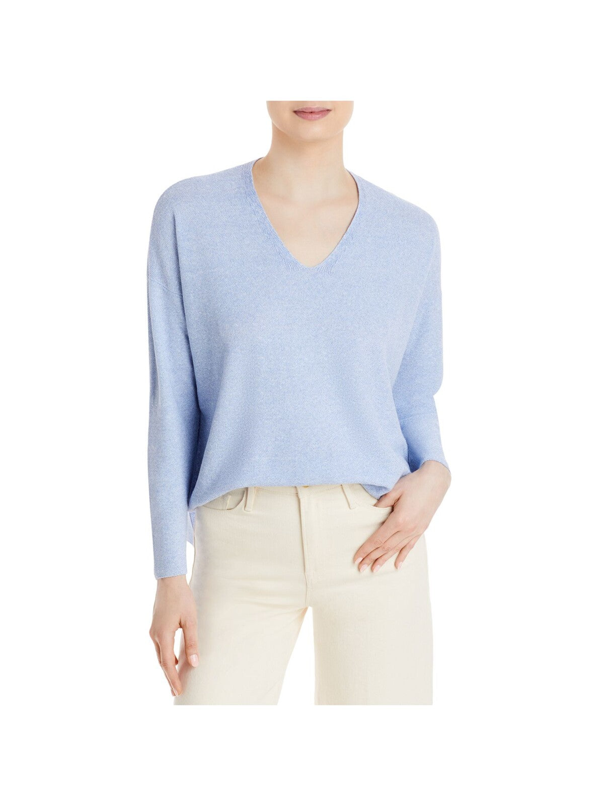 EILEEN FISHER Womens Blue V Neck Sweater S\P