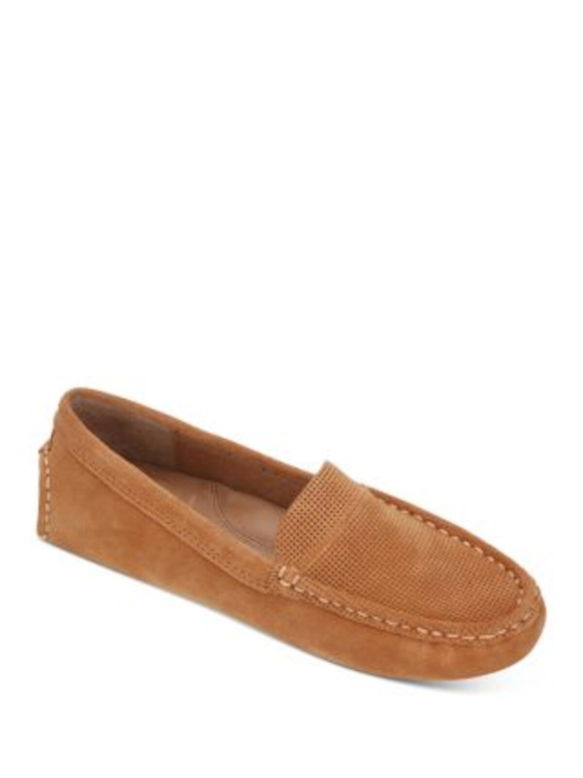 GENTLE SOULS KENNETH COLE Womens Brown Moc-Toe Driver Stain And Water Repellent Padded Arch Support Mina Round Toe Slip On Leather Loafers Shoes 8.5