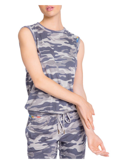 P.J. SALVAGE Intimates Gray Banded Tank Camouflage Sleep Shirt Pajama Top L