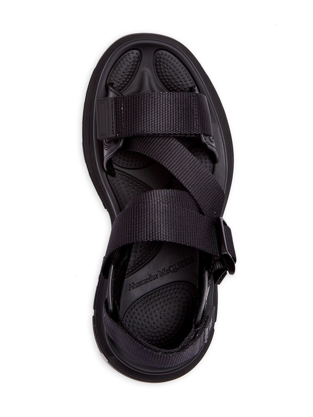 ALEXANDER MCQUEEN Womens Black Logo Buckle Platform 1-1/2" Buckle Accent Strappy Round Toe Wedge Sandals Shoes