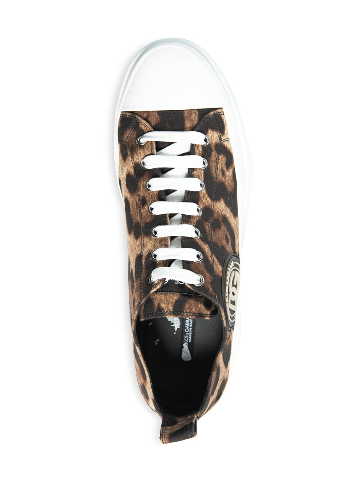DOLCE & GABBANA Womens Brown Animal Print Removable Insole Logo Ck1886 Cap Toe Platform Lace-Up Leather Sneakers Shoes