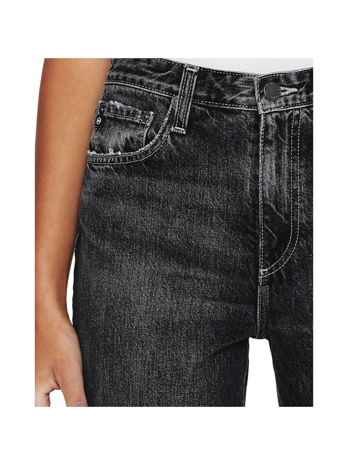 AG Womens Black Zippered Pocketed Sabotage Hem Cropped Jeans 28R