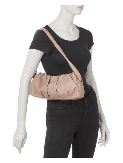 ELLEME Women's Beige Ruched Solid Single Strap Shoulder Bag