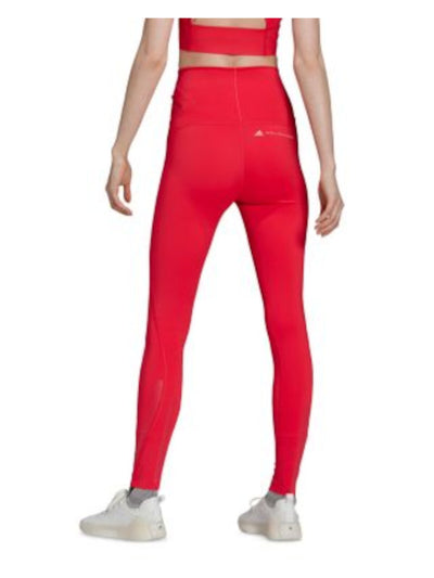 ADIDAS Womens Pink Pocketed Laser Cut Details Active Wear High Waist Leggings S