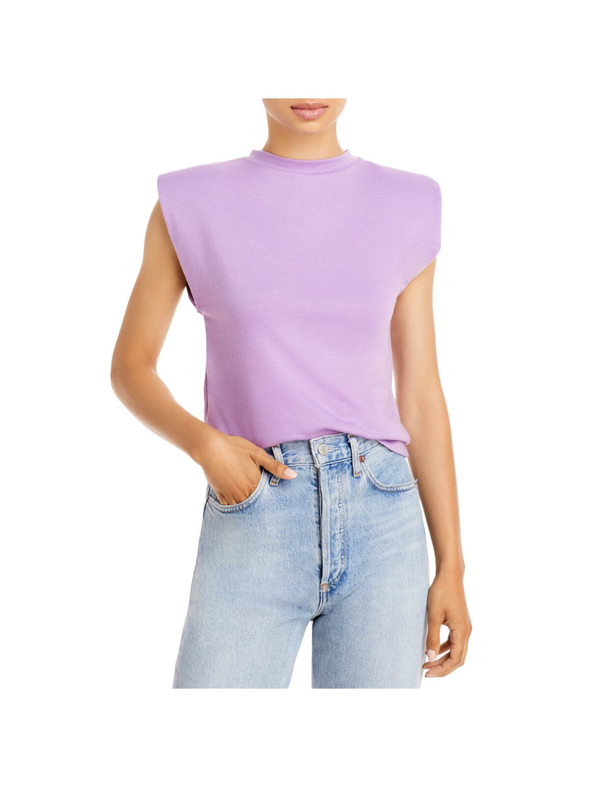 AVA & ESME Womens Purple Sleeveless Crew Neck T-Shirt L