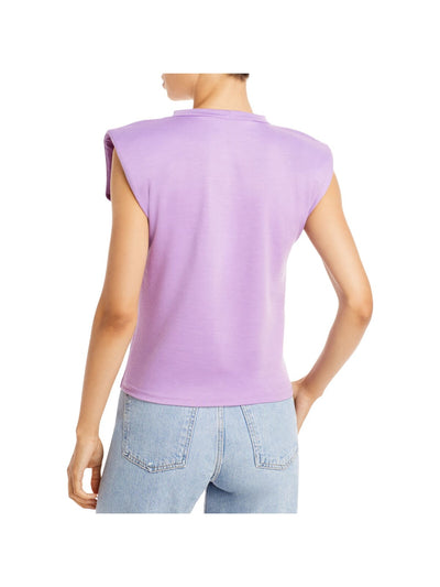 AVA & ESME Womens Purple Sleeveless Crew Neck T-Shirt L