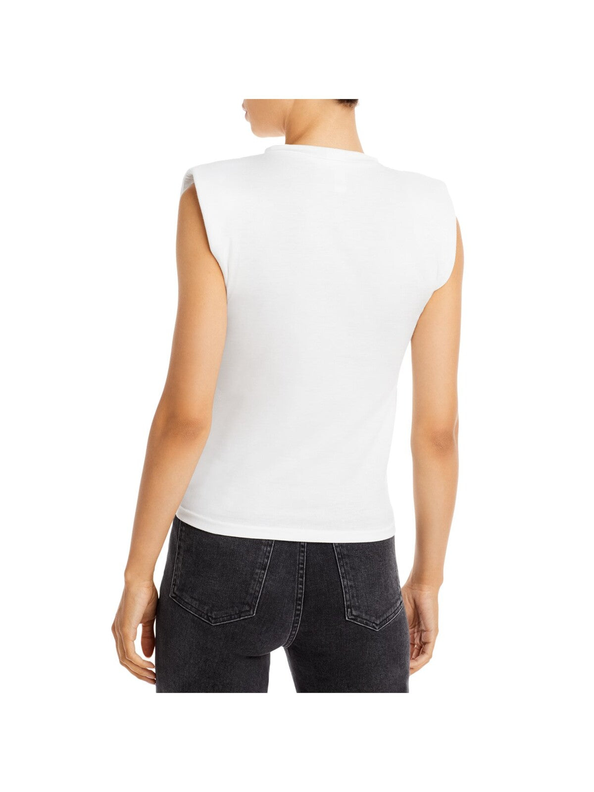 AVA & ESME Womens White Sleeveless Crew Neck Top M