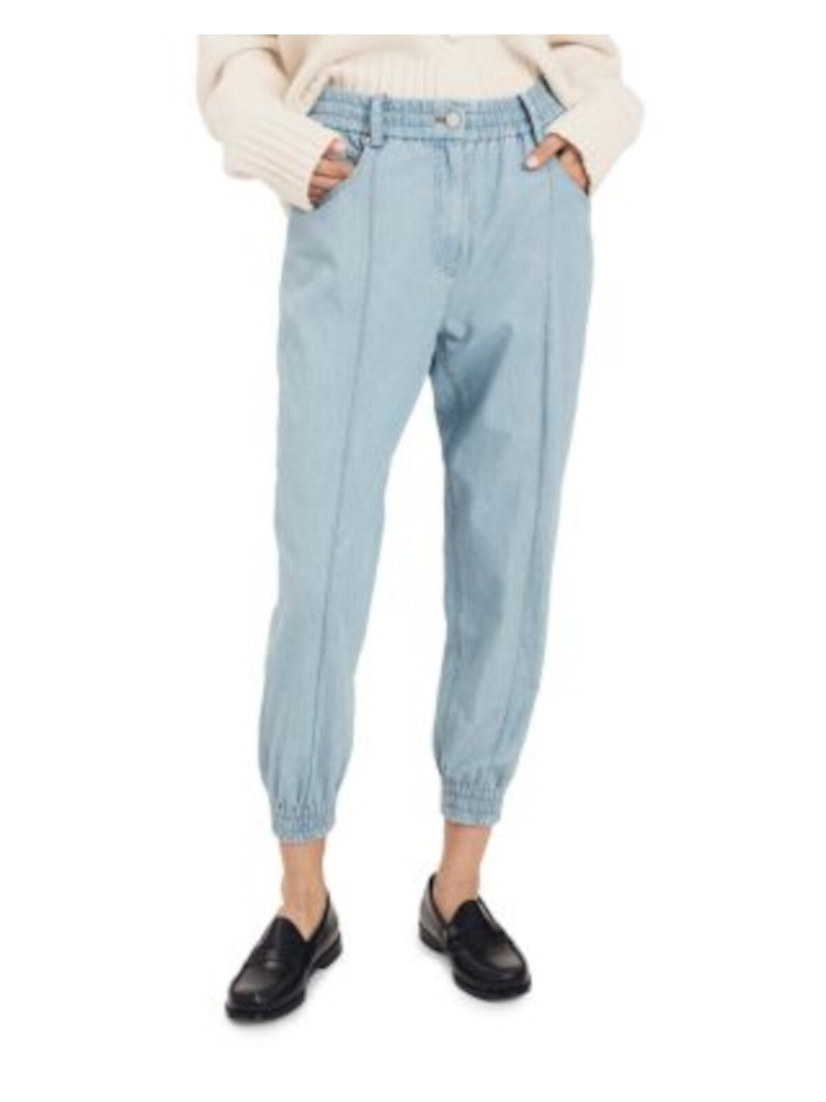 DEREK LAM 10 CROSBY Womens Blue Pocketed Zippered Elastic Waistband Joggers Pants 4