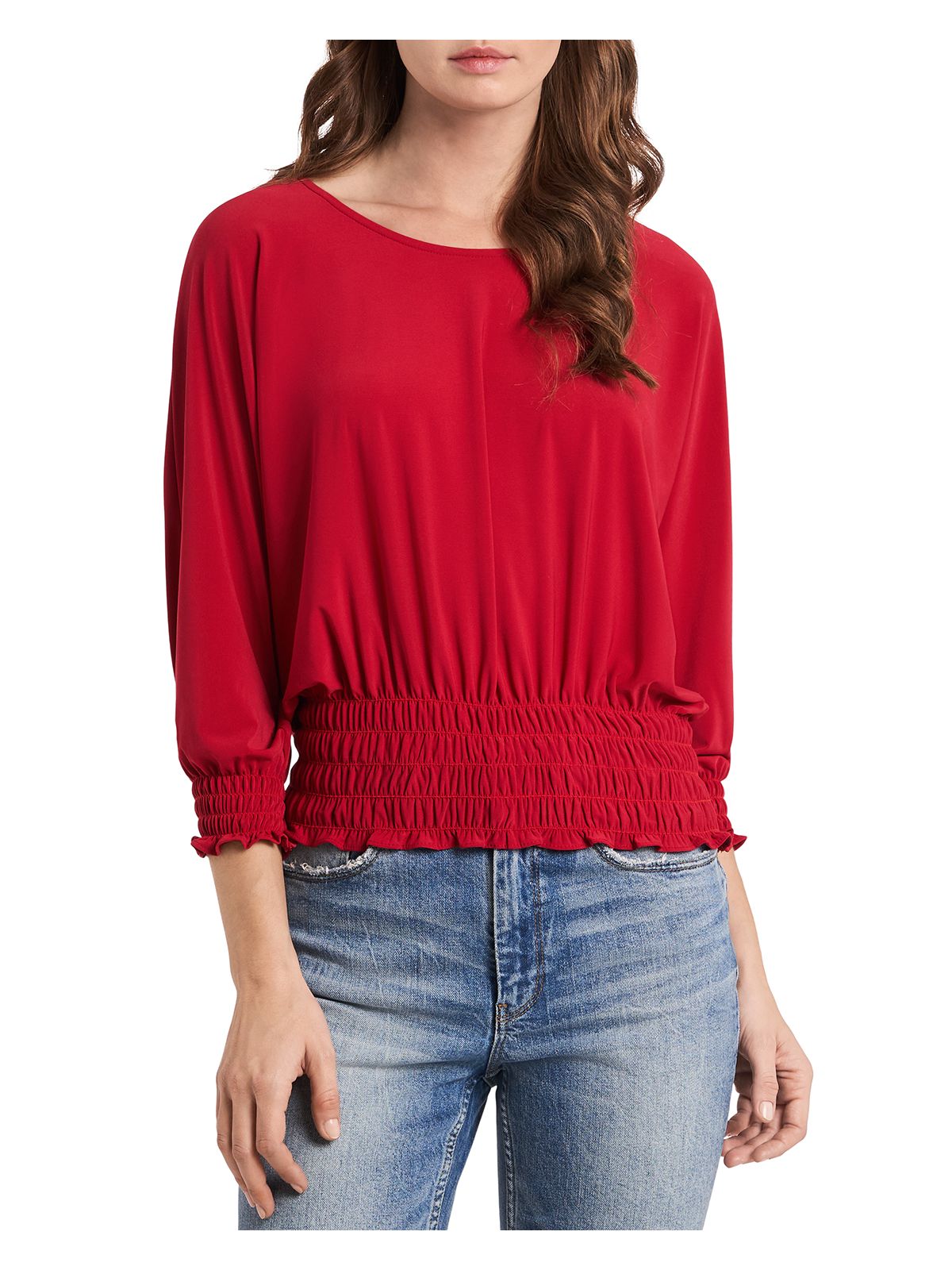 VINCE CAMUTO Womens Red Dolman Sleeve Round Neck Top M