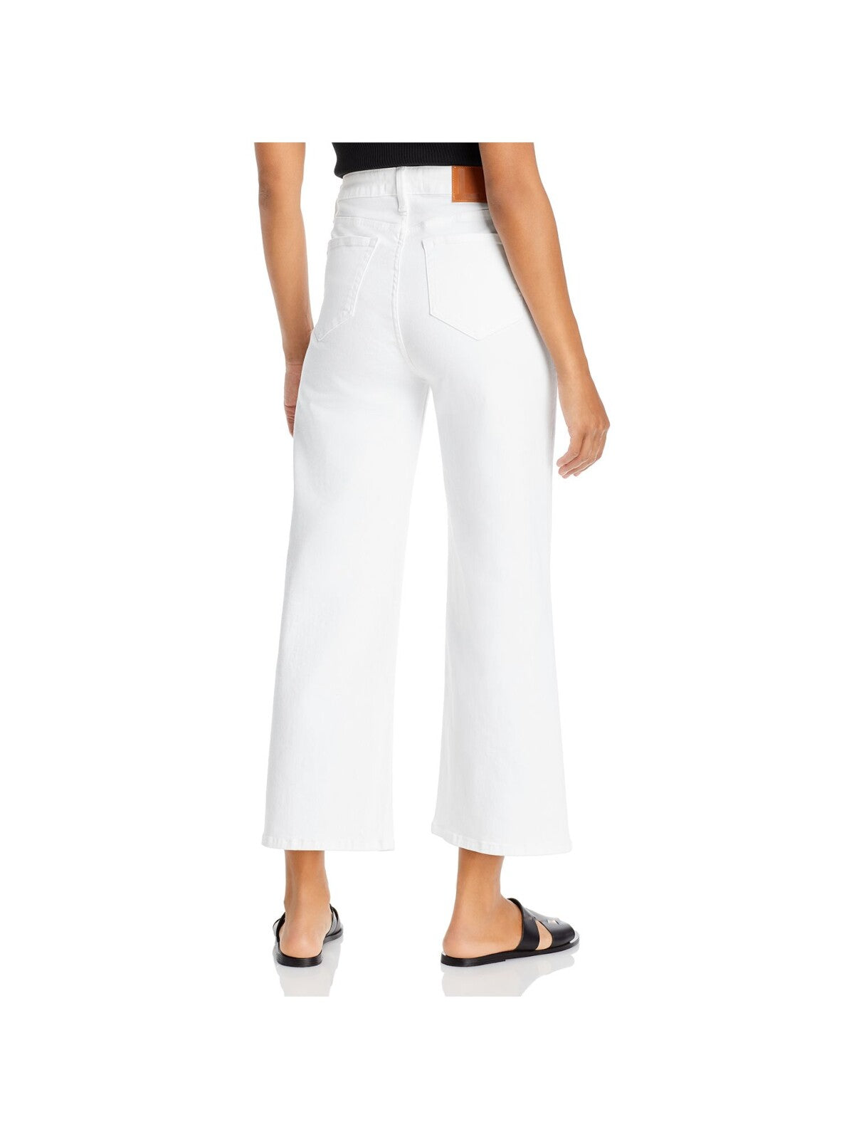 LAFAYETTE 148 Womens White Stretch Zippered Pocketed Slightly Cropped Wide-leg High Waist Jeans 30