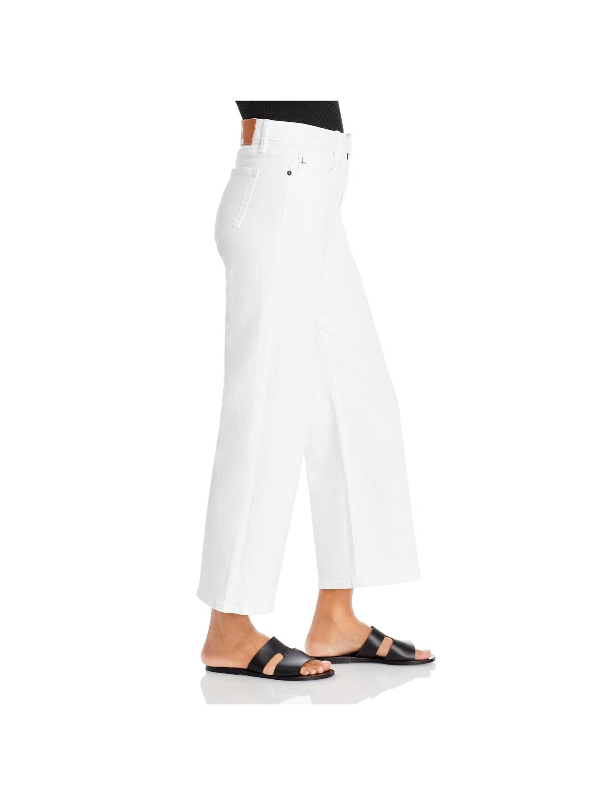 LAFAYETTE 148 Womens White Stretch Zippered Pocketed Slightly Cropped Wide-leg High Waist Jeans 30