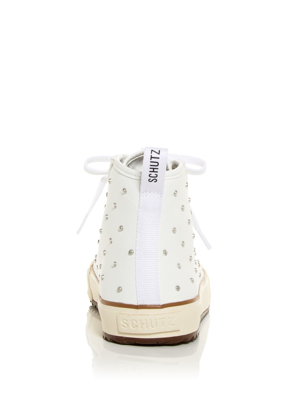 SCHUTZ Womens White Studded Padded Belindah Round Toe Lace-Up Sneakers Shoes 9.5 B