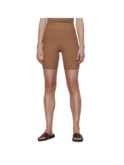 FRAME Womens Ribbed Pull-on Skinny Leg Bike Shorts