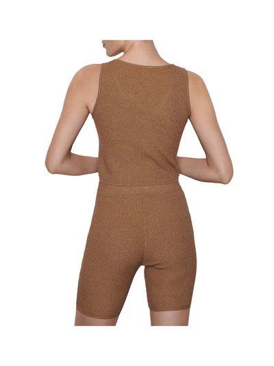 FRAME Womens Ribbed Pull-on Skinny Leg Bike Shorts