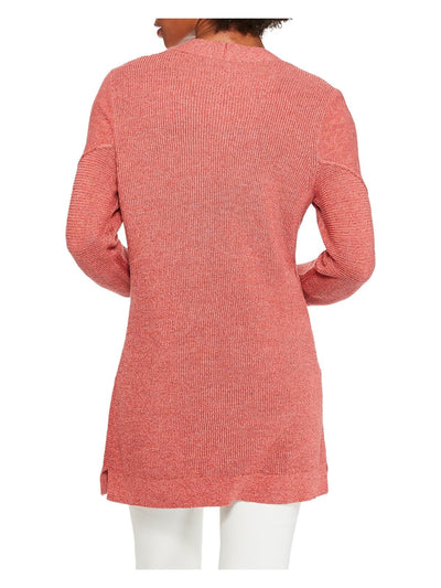 NIC+ZOE Womens Red Stretch Ribbed Relaxed Fit Cardigan Long Sleeve V Neck Button Up Sweater S